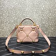 Valentino Roman Stud The Handle Bag 520 In Nappa Rose Cannelle – 1199# – 20×9×15 cm - 3