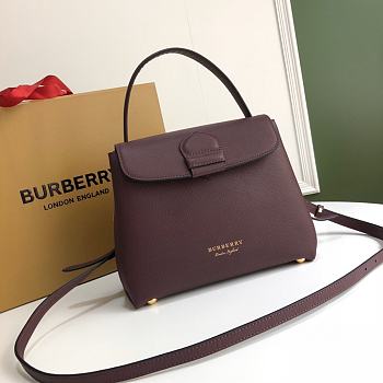 Burberry Durable Full-Grain Leather Handbag Burgundy - 6181 - 26 x 12 x 21cm