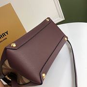 Burberry Durable Full-Grain Leather Handbag Burgundy - 6181 - 26 x 12 x 21cm - 6