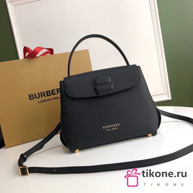 Burberry Durable Full-Grain Leather Handbag Black - 6181 - 26 x 12 x 21cm - 1