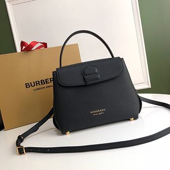 Burberry Durable Full-Grain Leather Handbag Black - 6181 - 26 x 12 x 21cm