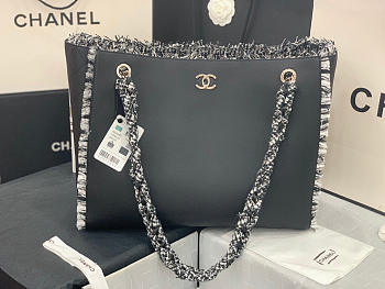 Chanel Shopping Bag Woven Chain With Shoulder Strap Cowhide Black - AS8485 – 38x31x10 cm