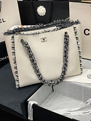 Chanel Shopping Bag Woven Chain With Shoulder Strap Cowhide White - AS8485 – 38x31x10 cm - 2