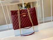 Chanel Diamond Check Leather Tote Shopping Red Bag - AS6611 – 35x26x11 cm - 1