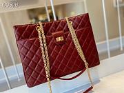 Chanel Diamond Check Leather Tote Shopping Red Bag - AS6611 – 35x26x11 cm - 4