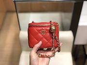 Chanel Mini Cosmetic Metal Ball Lambskin Red - A88828 - 8.5x11x7 cm - 1