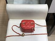 Chanel Mini Cosmetic Metal Ball Lambskin Red - A88828 - 8.5x11x7 cm - 2