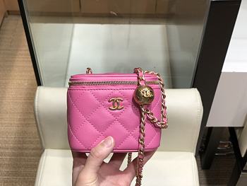 Chanel Mini Cosmetic Metal Ball Lambskin Pink - A88828 - 8.5x11x7 cm