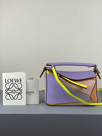 Loewe Mini Puzzle Bag In Calfskin Purple/Pink/Brown – 18x12.5x8cm