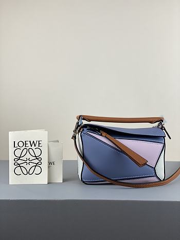 Loewe Puzzle Bag In Calfskin Navy Blue/Purple – 18x12.5x8 cm