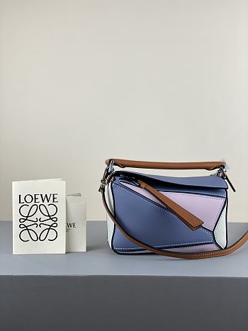 Loewe Mini Puzzle Bag In Calfskin Navy Blue/Purple – 18x12.5x8cm