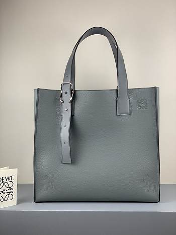 Loewe Buckle Tote Handbag Embossed Anagram Light Blue – 36x33x17 cm