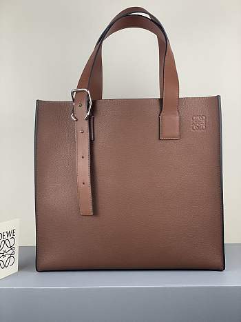 Loewe Buckle Tote Handbag Embossed Anagram Brown – 36x33x17 cm