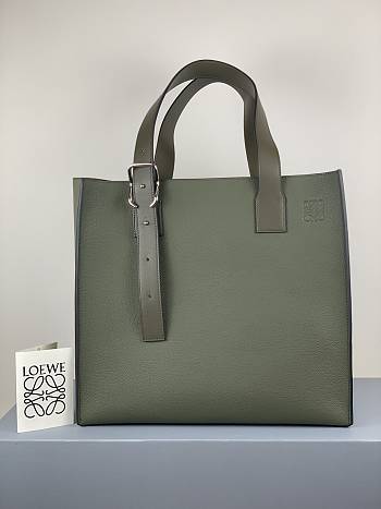 Loewe Buckle Tote Handbag Embossed Anagram Green – 36x33x17 cm