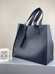 Loewe Buckle Tote Handbag Embossed Anagram Navy Blue – 36x33x17 cm - 3