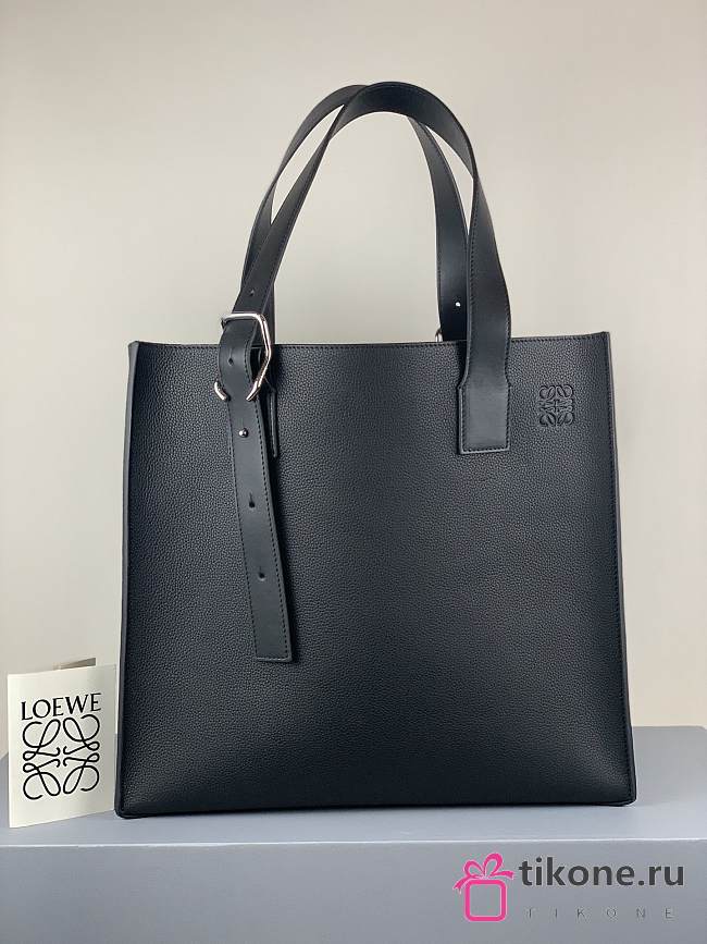 Loewe Buckle Tote Handbag Embossed Anagram Black – 36x33x17 cm - 1