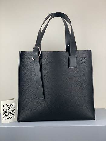 Loewe Buckle Tote Handbag Embossed Anagram Black – 36x33x17 cm