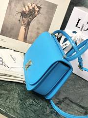 Loewe Goya Mini bag in silk calfskin Cyan – 18.5x12.5x6 cm  - 6