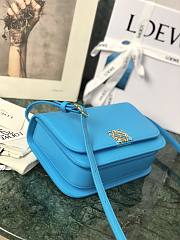 Loewe Goya Mini bag in silk calfskin Cyan – 18.5x12.5x6 cm  - 3