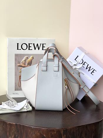 Loewe Hammock Tote Bag In Calfskin Gray Blue – 29x14x26 cm