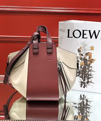Loewe Hammock Tote Bag In Calfskin Red White – 29x14x26 cm