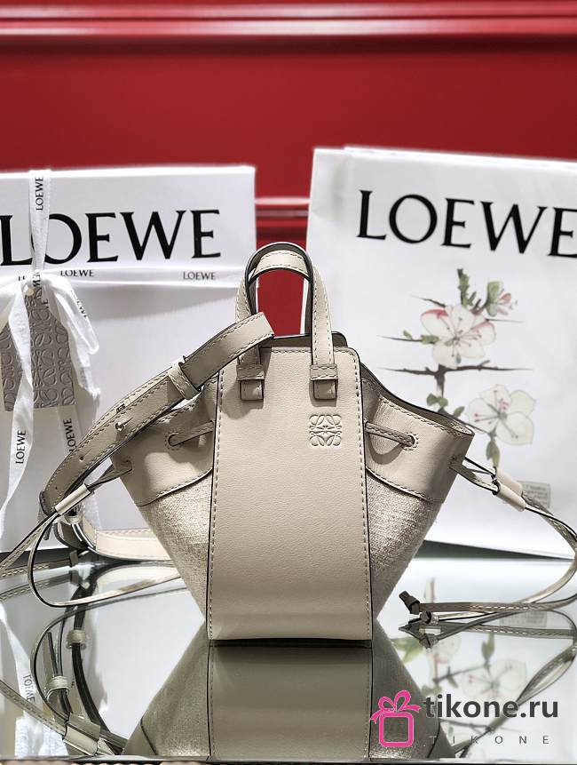 Loewe Hammock Mini Tote Bag In Calfskin White – 19.5x17x11 cm - 1