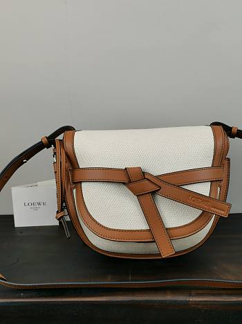 Loewe Small Gate Bag Canvas And Cow Leather White/Brown – 20x19x11 cm