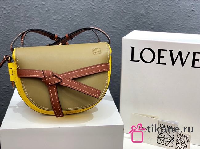 Loewe Small Gate Bag Canvas And Cow Leather Yellow/ Avocado Green – 20x19x11 cm - 1