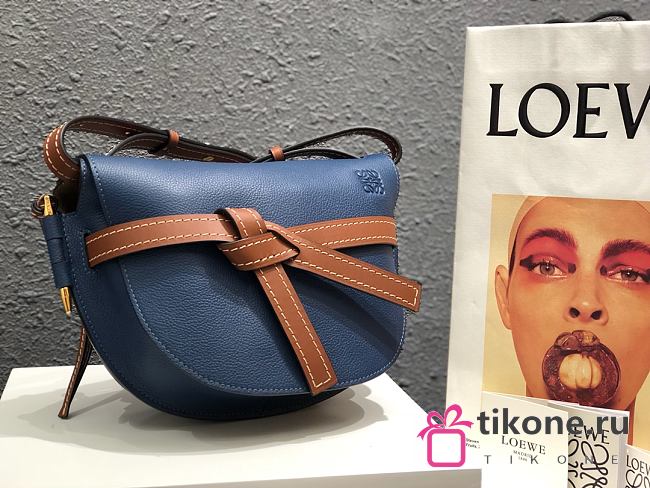 Loewe Small Gate Bag Canvas And Cow Leather Blue – 20x19x11 cm - 1