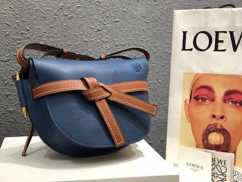 Loewe Small Gate Bag Canvas And Cow Leather Blue – 20x19x11 cm