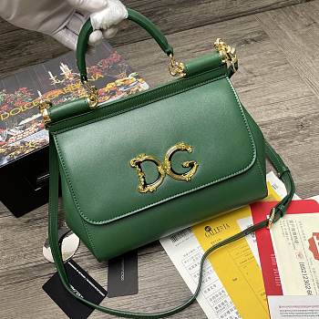 Dolce & Gabbana Sicily Imported cowhide With D&G Logo Bag Green – 25x20x12 cm