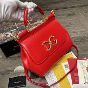 Dolce & Gabbana Sicily Imported cowhide With D&G Logo Bag Red – 25x20x12 cm - 4