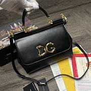 Dolce & Gabbana Sicily Imported cowhide With D&G Logo Bag Black – 25x20x12 cm - 1