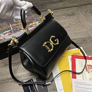 Dolce & Gabbana Sicily Imported cowhide With D&G Logo Bag Black – 25x20x12 cm - 5