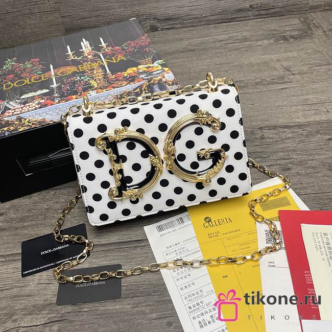 Dolce & Gabbana DG Girls Polka dots Chain Bag White - 1311– 21x5x13.5 cm - 1