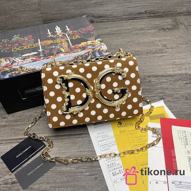 Dolce & Gabbana DG Girls Polka dots Chain Bag Brown - 1311– 21x5x13.5 cm - 1