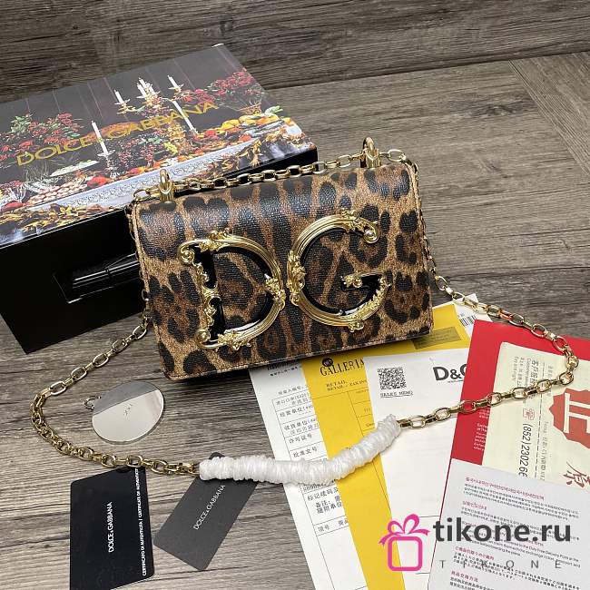 Dolce & Gabbana DG Girls Nappa Leopard Chain Bag Black - 1311– 21x5x13.5 cm - 1