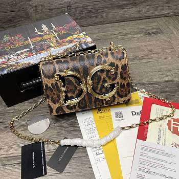 Dolce & Gabbana DG Girls Nappa Leopard Chain Bag Black - 1311– 21x5x13.5 cm