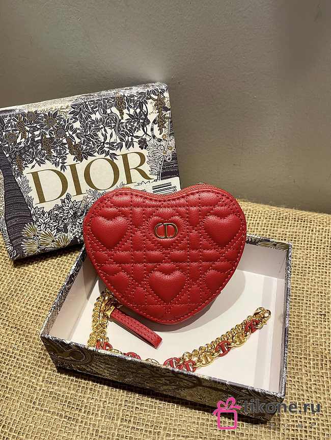 Dior Amour Dior Caro Heart Chain Bag Red – 5097 – 11 x 10 x 1.5 cm - 1