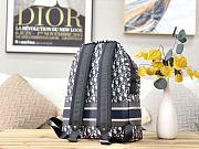 Dior Oblique Backpack canvas blue embroidery – 35×15×42cm - 5