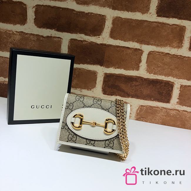 Gucci Horsebit 1955 Wallet With Chain White/Ebony GG Supreme Canvas - 623180 – 11x8.5x3 cm - 1