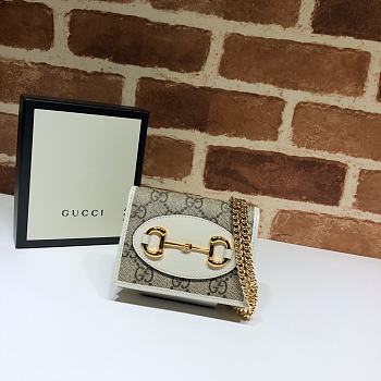 Gucci Horsebit 1955 Wallet With Chain White/Ebony GG Supreme Canvas - 623180 – 11x8.5x3 cm