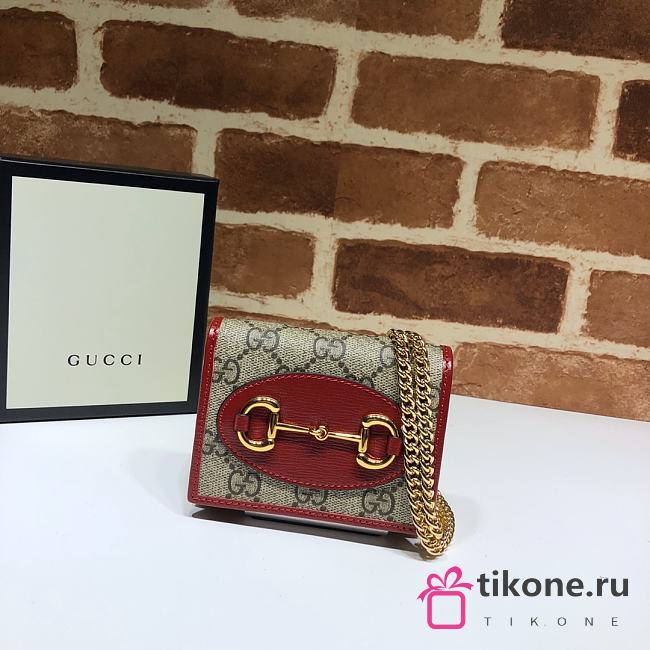 Gucci Horsebit 1955 Wallet With Chain Red/Ebony GG Supreme Canvas - 623180 – 11x8.5x3 cm - 1