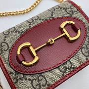 Gucci Horsebit 1955 Wallet With Chain Red/Ebony GG Supreme Canvas - 623180 – 11x8.5x3 cm - 6