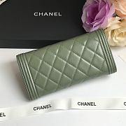 Chanel Leboy Imported Sheep Skin Gold Hardware Long Wallet Green – 80286 - 10.5x19x3 cm - 6