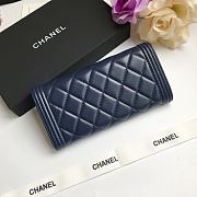 Chanel Leboy Imported Sheep Skin Gold Hardware Long Wallet Navy Blue – 80286 - 10.5x19x3 cm - 6