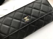 Chanel Grain Embossed Cowhide With Maroon Red Skin Gold Logo Long Wallet Black – A50096 - 10.5x19x3 cm - 4