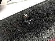 Chanel Grain Embossed Cowhide With Maroon Red Skin Silver Logo Long Wallet Black – A50096 - 10.5x19x3 cm - 2