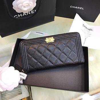 Chanel Classic Leboy Long Zipper Wallet Lychee Grain Cowhide Gold Hardware – 80288 - 10.5x19x2 cm