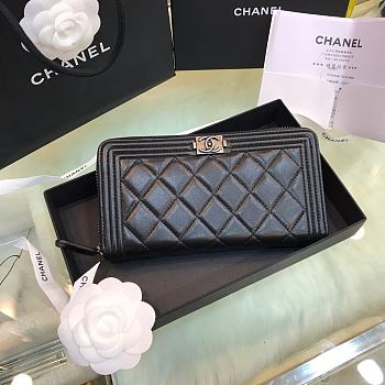 Chanel Classic Leboy Long Zipper Wallet Lychee Grain Cowhide Silver Hardware – 80288 - 10.5x19x2 cm